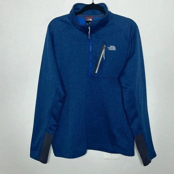 The North Face Mens XL 1/2 Zip Pullover Sweater Heather Blue - Picture 2 of 5